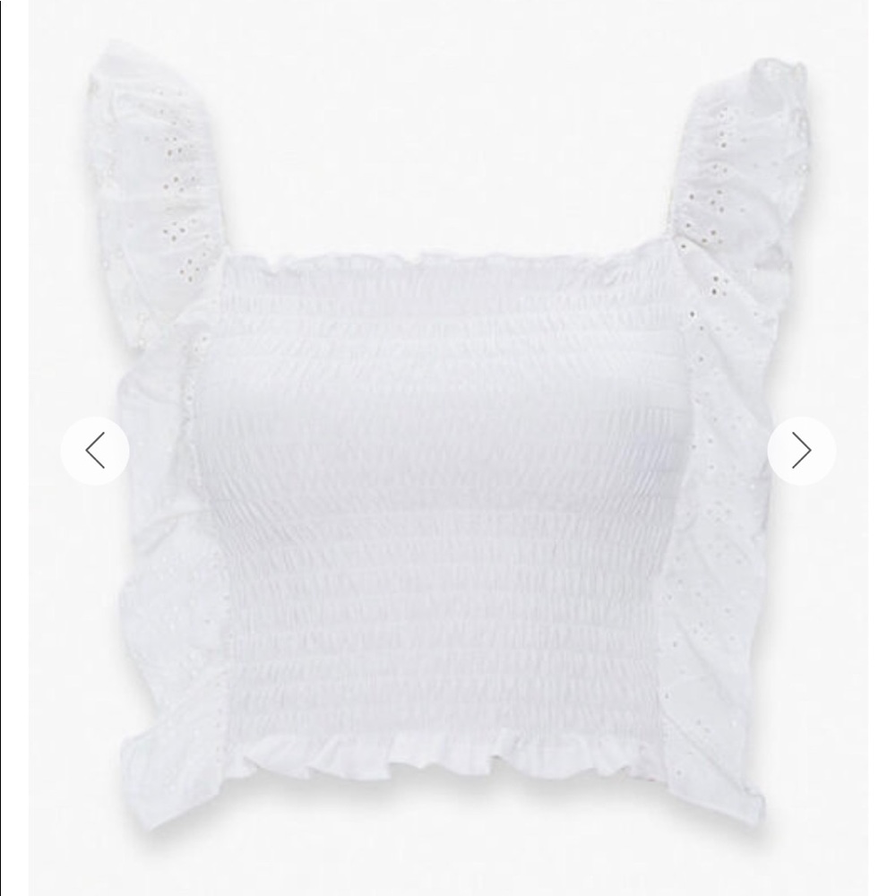 Smocked white ruffle crop top